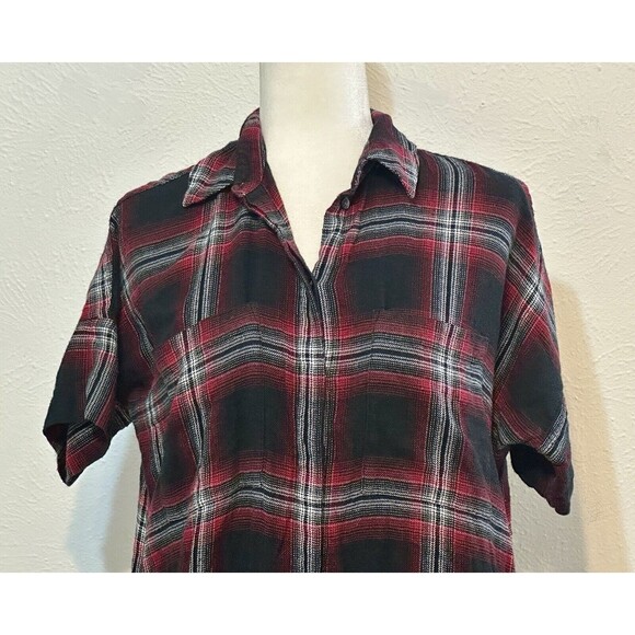 Madewell Size M Courier Grunge Plaid Flannel ShirtDress Pockets Boho Fall - Picture 3 of 12